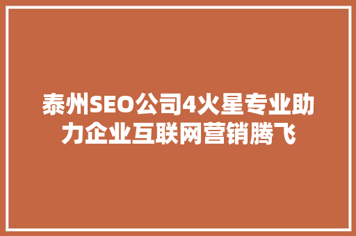 泰州SEO公司4火星专业助力企业互联网营销腾飞