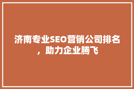 济南专业SEO营销公司排名，助力企业腾飞