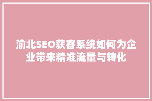 渝北SEO获客系统如何为企业带来精准流量与转化