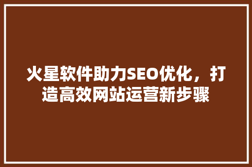 火星软件助力SEO优化，打造高效网站运营新步骤