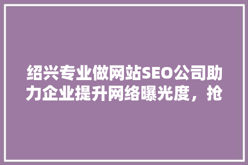 绍兴专业做网站SEO公司助力企业提升网络曝光度，抢占市场份额