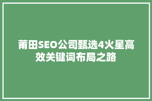 莆田SEO公司甄选4火星高效关键词布局之路