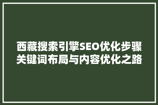 西藏搜索引擎SEO优化步骤关键词布局与内容优化之路