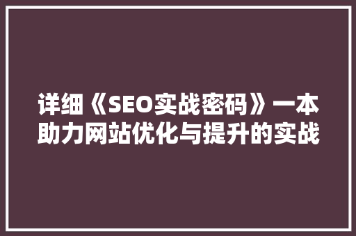 详细《SEO实战密码》一本助力网站优化与提升的实战指南