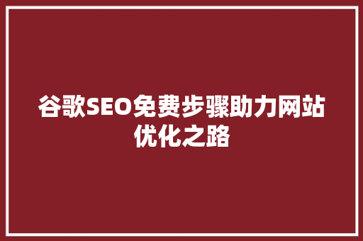 谷歌SEO免费步骤助力网站优化之路