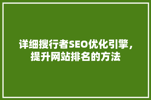 详细搜行者SEO优化引擎，提升网站排名的方法