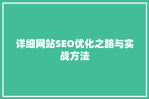 详细网站SEO优化之路与实战方法