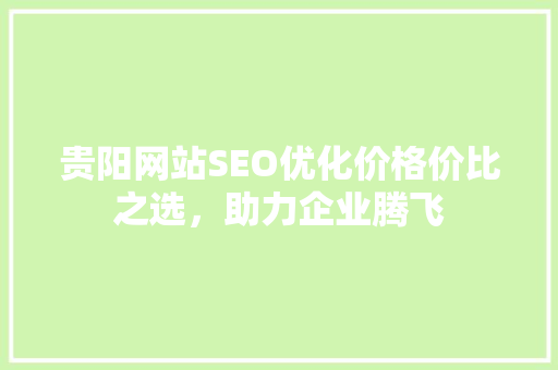 贵阳网站SEO优化价格价比之选，助力企业腾飞