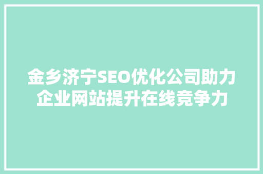 金乡济宁SEO优化公司助力企业网站提升在线竞争力