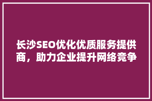 长沙SEO优化优质服务提供商，助力企业提升网络竞争力