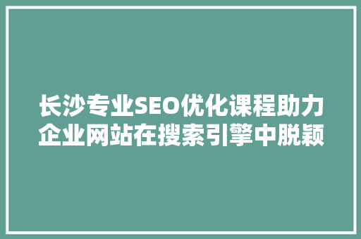长沙专业SEO优化课程助力企业网站在搜索引擎中脱颖而出