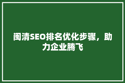 闽清SEO排名优化步骤，助力企业腾飞