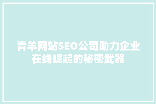 青羊网站SEO公司助力企业在线崛起的秘密武器