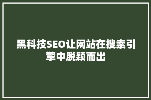 黑科技SEO让网站在搜索引擎中脱颖而出