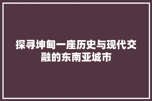 探寻坤甸一座历史与现代交融的东南亚城市