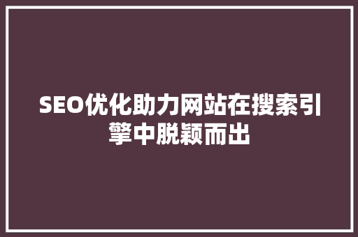 SEO优化助力网站在搜索引擎中脱颖而出