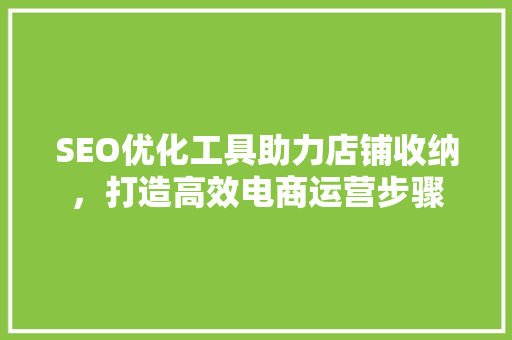 SEO优化工具助力店铺收纳，打造高效电商运营步骤