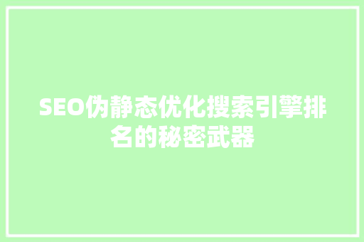 SEO伪静态优化搜索引擎排名的秘密武器