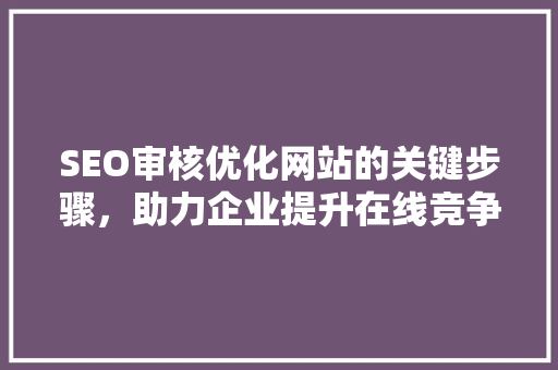SEO审核优化网站的关键步骤，助力企业提升在线竞争力