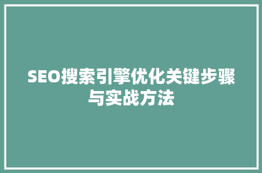 SEO搜索引擎优化关键步骤与实战方法