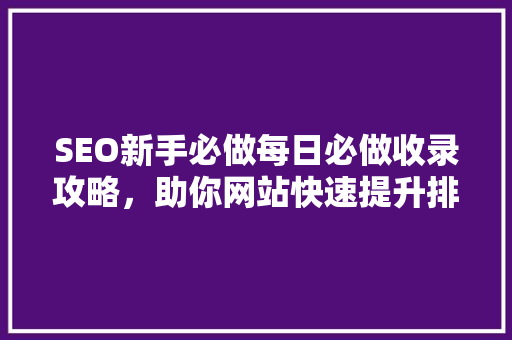 SEO新手必做每日必做收录攻略，助你网站快速提升排名
