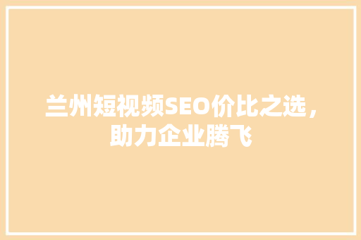 兰州短视频SEO价比之选，助力企业腾飞