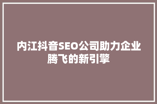 内江抖音SEO公司助力企业腾飞的新引擎