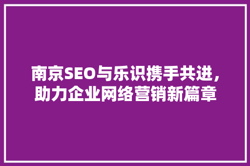 南京SEO与乐识携手共进，助力企业网络营销新篇章