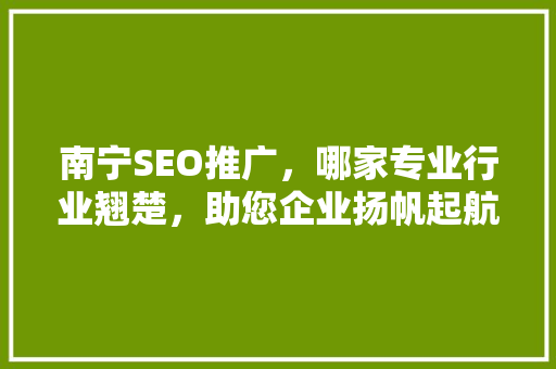 南宁SEO推广，哪家专业行业翘楚，助您企业扬帆起航