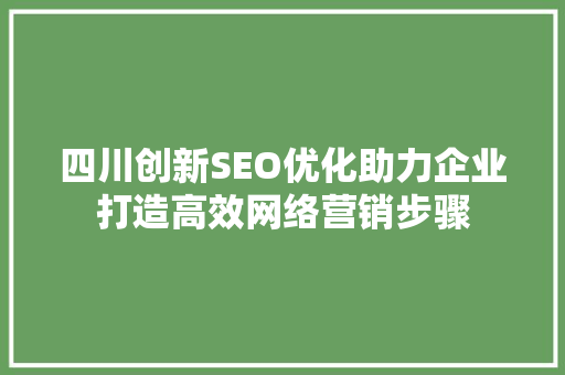 四川创新SEO优化助力企业打造高效网络营销步骤