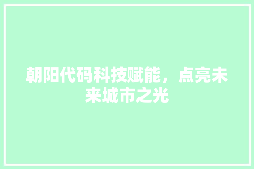 朝阳代码科技赋能，点亮未来城市之光  第1张