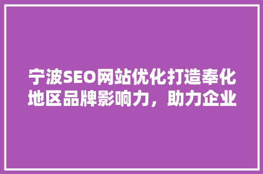 宁波SEO网站优化打造奉化地区品牌影响力，助力企业腾飞
