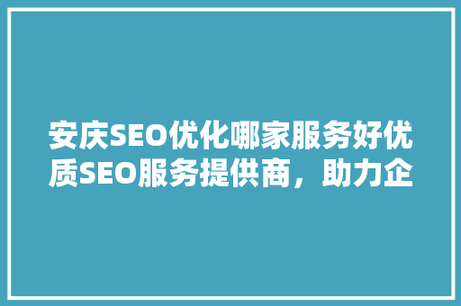 安庆SEO优化哪家服务好优质SEO服务提供商，助力企业线上腾飞