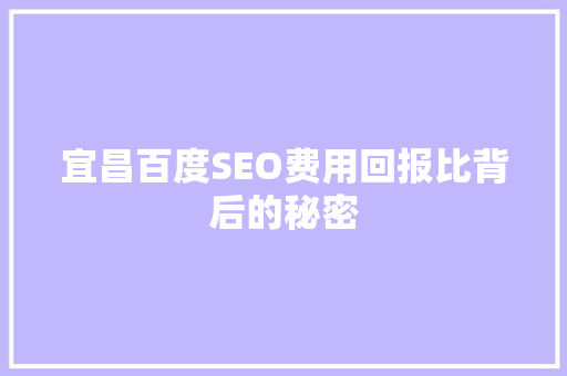 宜昌百度SEO费用回报比背后的秘密