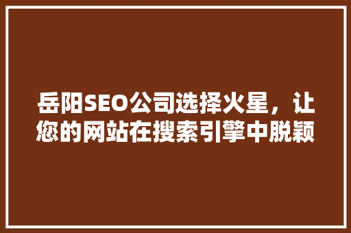 岳阳SEO公司选择火星，让您的网站在搜索引擎中脱颖而出