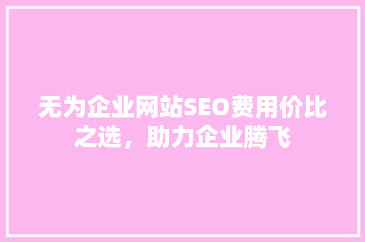 无为企业网站SEO费用价比之选，助力企业腾飞