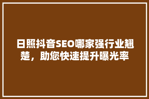 日照抖音SEO哪家强行业翘楚，助您快速提升曝光率