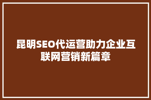 昆明SEO代运营助力企业互联网营销新篇章