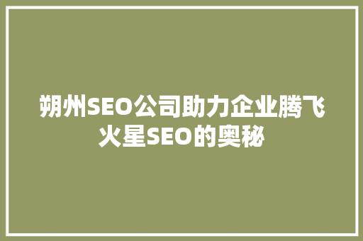 朔州SEO公司助力企业腾飞火星SEO的奥秘