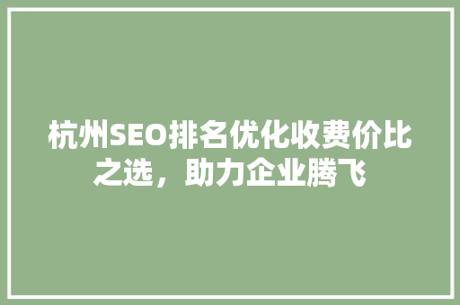 杭州SEO排名优化收费价比之选，助力企业腾飞