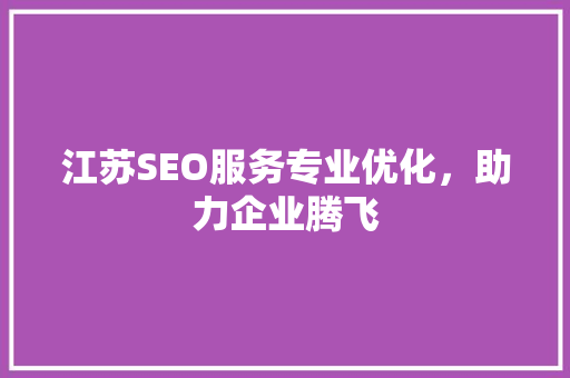 江苏SEO服务专业优化，助力企业腾飞