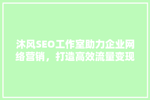 沐风SEO工作室助力企业网络营销，打造高效流量变现之路