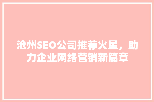 沧州SEO公司推荐火星，助力企业网络营销新篇章