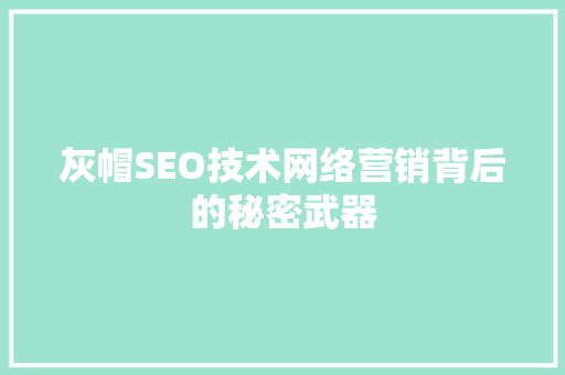 灰帽SEO技术网络营销背后的秘密武器