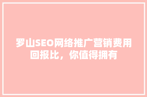 罗山SEO网络推广营销费用回报比，你值得拥有