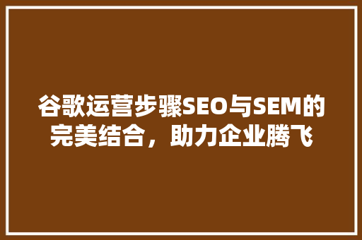 谷歌运营步骤SEO与SEM的完美结合，助力企业腾飞