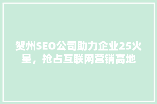 贺州SEO公司助力企业25火星，抢占互联网营销高地