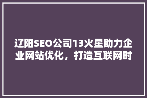 辽阳SEO公司13火星助力企业网站优化，打造互联网时代核心竞争力