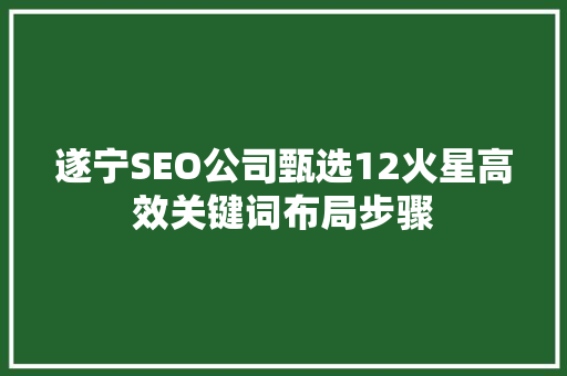 遂宁SEO公司甄选12火星高效关键词布局步骤