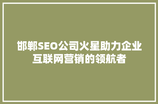 邯郸SEO公司火星助力企业互联网营销的领航者